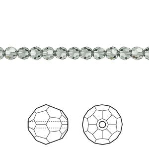 Bead 12pk black diamond, Crystal Passions&reg; 4mm round 5000