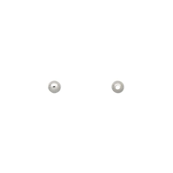 Bead 1pkg1000 imitation nickel-plated, 3mm round, brass image number 0
