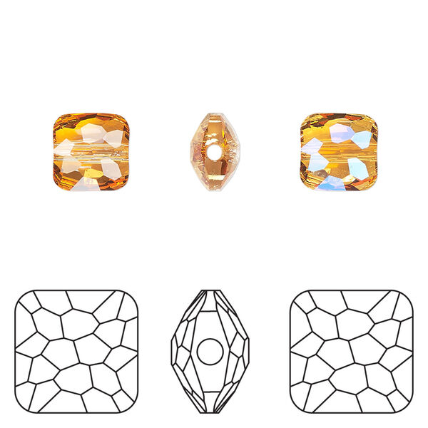 Bead 1pkg144 dark orange TCF&trade;, Swarovski&reg;, 8mm puffed square 5035 image number 0