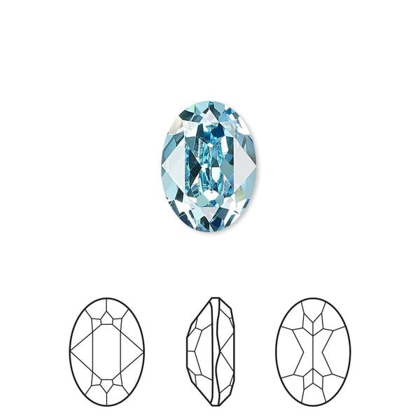 Fancy stone 12pk aquamarine foil back, Crystal Passions&reg; 14x10mm oval 4120 image number 0
