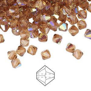 Bead 576pk light Colorado topaz AB, Preciosa Czech crystal 5mm bicone