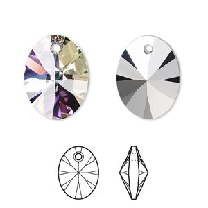 Drop 1pk crystal vitrail light P, Crystal Passions&reg; 18x14mm pendant mini oval 6028