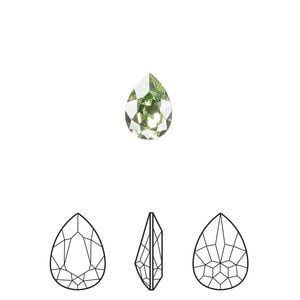 Fancy stone 2pk peridot foil back, Crystal Passions&reg; Regenerated 10x7mm pear 4320