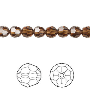 Bead 1pkg144 smoked topaz, Crystal Passions&reg; Regenerated 6mm round 5000