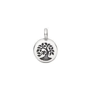 Drop, TierraCast&reg;, antique silver-plated pewter (tin-based alloy), 12mm single-sided flat round with textured tree. Sold per pkg of 2.