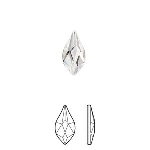 Flat back 4pk crystal foil back, Crystal Passions&reg; 14x7mm flame 2205