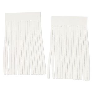Component, Realeather&reg;, deerskin leather (dyed), white, 3 x 2-inch fringe with 1/8 inch wide strips. Sold per pkg of 2.