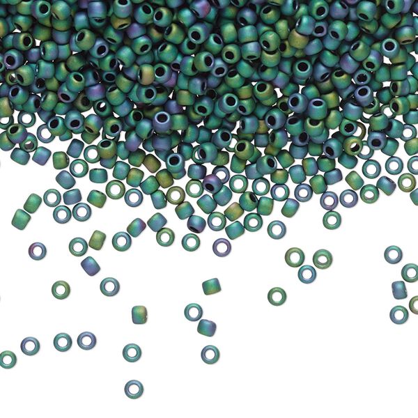 Seed bead, TOHO BEADS&reg;, glass, pkg/7.5g, #11 round, opaque matte iris teal (TR-11-706). image number 0