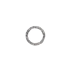 Jump ring 1pkg2 sterling silver, 10mm closed hammered round, 17 gauge / 7.5mm inside diameter / antiqued