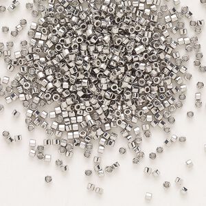Seed bead, Delica&reg;, glass, pkg/4g, #11 cut, opaque palladium-plated (DBC-0038).