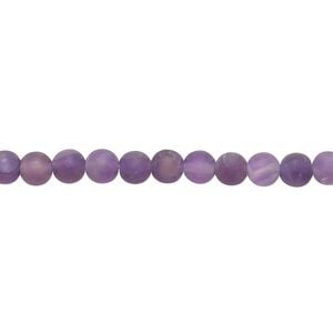 Amethyst 1pkg1, matte round bead natural 8 inch 4mm