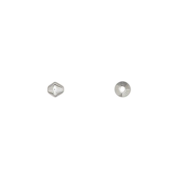 Bead 1pkg100 silver-plated, 4mm double cone, brass image number 0