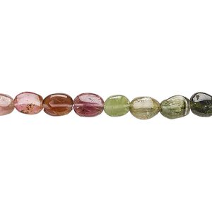 Multi-tourmaline 1pkg1, hand-cut oval bead natural 15.5-16 inch 6x5mm