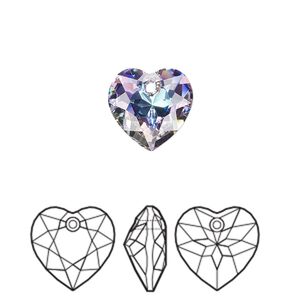 Drop 48pk crystal vitrail light P, Swarovski&reg; 10.5mm pendant heart cut 6432