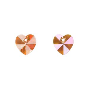 Drop 144pk crystal lava, Preciosa Czech crystal 10mm pendant heart