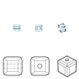 Bead 288pk aquamarine, Swarovski&reg; 4mm cube 5601