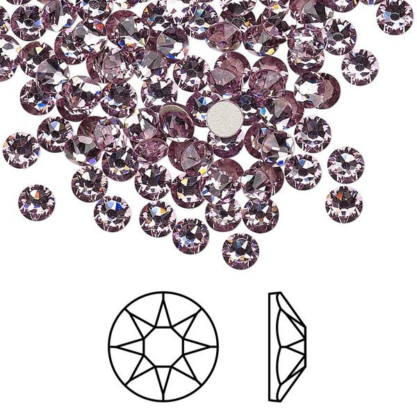 Flat back 144pk light amethyst foil back, Crystal Passions&reg; 3.8-4mm rose round SS16 2088 image number 0