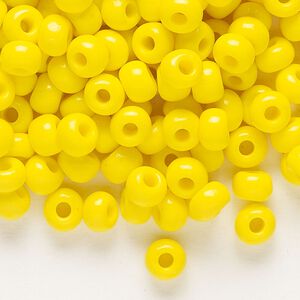 Seed bead, Preciosa Ornela, glass, opaque lemon yellow, #2 rocaille. Sold per 500-gram pkg.