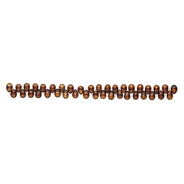 Freshwater pearl 1pkg1, top-drilled teardrop, 15.5-16 inch copper peacock 11x8mm-14x9mm cultured image number 1