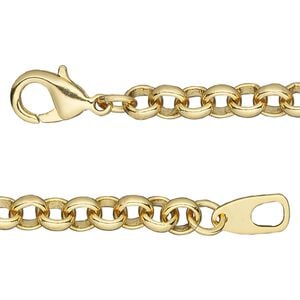 Chain 1pkg1 rolo, 6mm / lobster claw clasp, gold-finished brass 16 inch