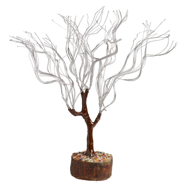 Component, galvanized steel / gum arabic tree / multi-gemstone (natural / dyed / heated) / epoxy / felt, multicolored, 12 x 4 inch tree. Sold individually. image number 1