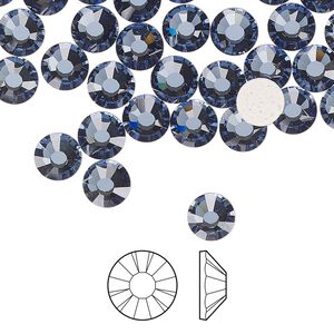 Flat back 24pk denim blue foil back, Preciosa MAXIMA Czech crystal hotfix rhinestone 6.3-6.5mm chaton rose round SS30