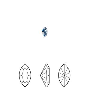 Fancy stone 6pk cool blue foil back, Crystal Passions&reg; Regenerated 5x2.5mm navette 4228
