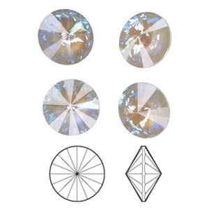 Chaton 4pk crystal serene gray DeLite, Crystal Passions&reg; 12mm rivoli 1122