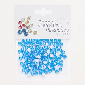 Flat back 1pkg144 electric blue foil back, Crystal Passions&reg; rhinestone 3.80-4.00mm hotfix round SS16