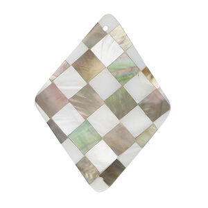 Black lip shell / gold lip shell / mother-of-pearl shell 1pkg1, top-drilled 1sided flat diamond focal 36x28mm-39x29mm