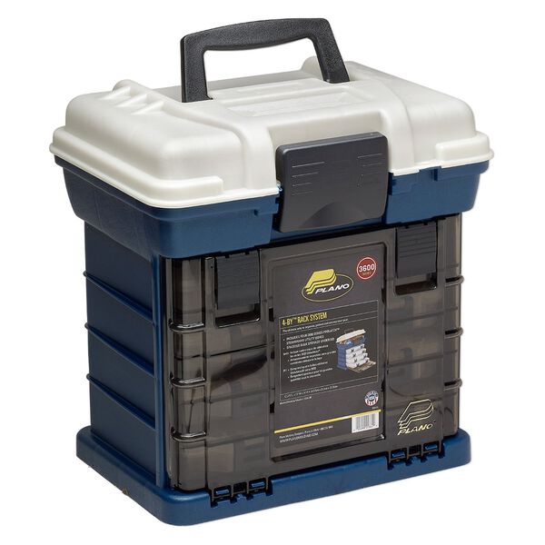 Tote, Plano&reg; Storage Systems, blue and silver, 14 x 13-1/4 x 10 inches, 5-15 compartments. Sold individually. image number 1