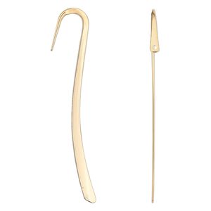 Bookmark, gold-plated steel, 3-3/8 inches long with 1.5mm hole. Sold per pkg of 12.