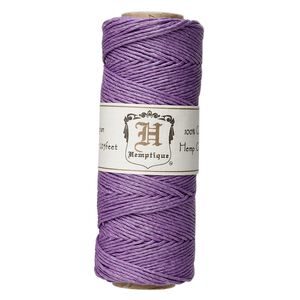 Cord, Hemptique&reg;, polished hemp, purple, 1mm diameter, 20-pound test. Sold per 205-foot spool.
