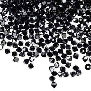 Bead 144pk jet hematite, Preciosa Czech crystal 3mm bicone