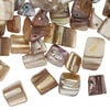Mother-of-pearl shell 1pkg2oz, triangle tube bead, mix multi-tan and brown 5x5mm-13x9mm image number 0