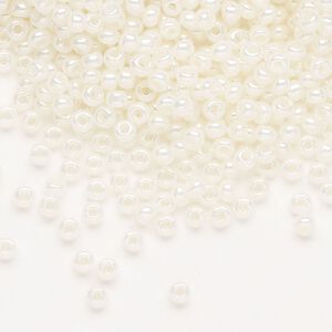 Seed bead, Preciosa Ornela Czech glass, pkg/50g, #8 rocaille, opaque pearl luster white, (47102).