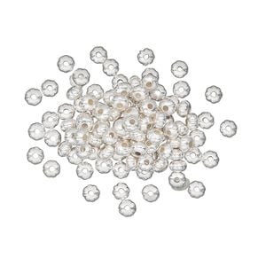 Bead, silver-plated brass, 3x2mm corrugated rondelle. Sold per pkg of 1,000.