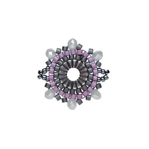 Link, Creative Touch, glass, gunmetal / grey / lilac, 22mm double-sided snowflake. Sold individually.