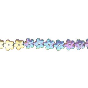 Hemalyke&trade; 1pkg1, electroplated flower bead 15.5-16 inch 6mm