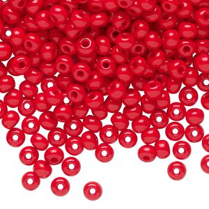 Seed bead, Preciosa Ornela Czech glass, pkg/50g, #6 rocaille, opaque red, (93190).