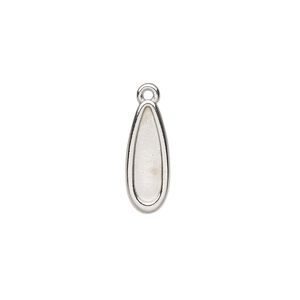 Drop, TierraCast&reg;, white bronze-plated pewter (tin-based alloy), 17x7mm teardrop with renewal theme and 14x3.9mm raindrop flat back glue-in setting. Sold per pkg of 20.