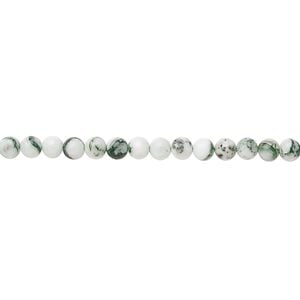 Tree agate 1pkg1, round bead natural 15.5-16 inch 3mm