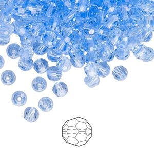Bead 144pk light sapphire, Preciosa Czech crystal 4mm round