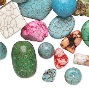 Magnesite 1pkg1, mixed shape bead 1 lb mix 9x6mm-77x39mm