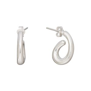 Earring, Create Compliments&reg;, fine silver, electroformed, 16.5mm open teardrop. Sold per pair.