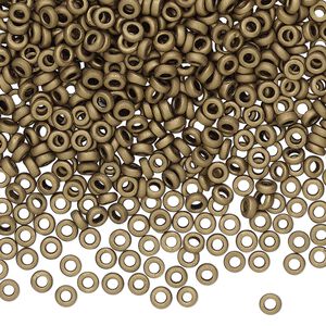 Seed bead, Miyuki, glass, pkg/10g, 3x1.3mm spacer rondelle, opaque matte brown, (SPR3-2006).