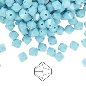 Bead 24pk turquoise, Preciosa Czech crystal 5mm bicone