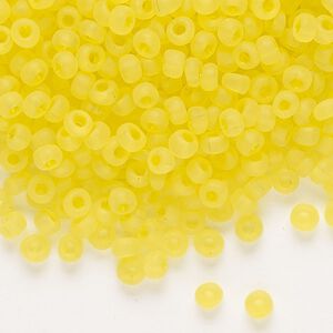 Seed bead, Dyna-Mites&trade;, glass, transparent matte yellow, #6 round. Sold per 1/2 kilogram pkg.