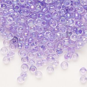 Seed bead, Dyna-Mites&trade;, glass 1pkg0.5kg, #6 round, translucent rainbow inside dyed color amethyst purple (311 6/0 RR)