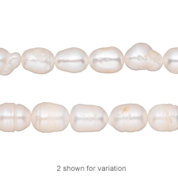 Freshwater pearl 1pkg1, rice, 14 inch white 6-8mm cultured image number 0